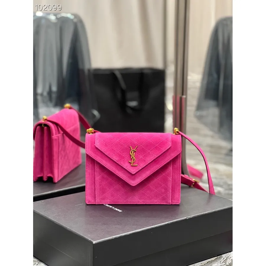 Borsa Ysl Saint Laurent Gaby Mini A Tracolla 20cm 685574 Pelle Scamosciata/vitello Collezione Autunno/inverno 2022, Fucsia