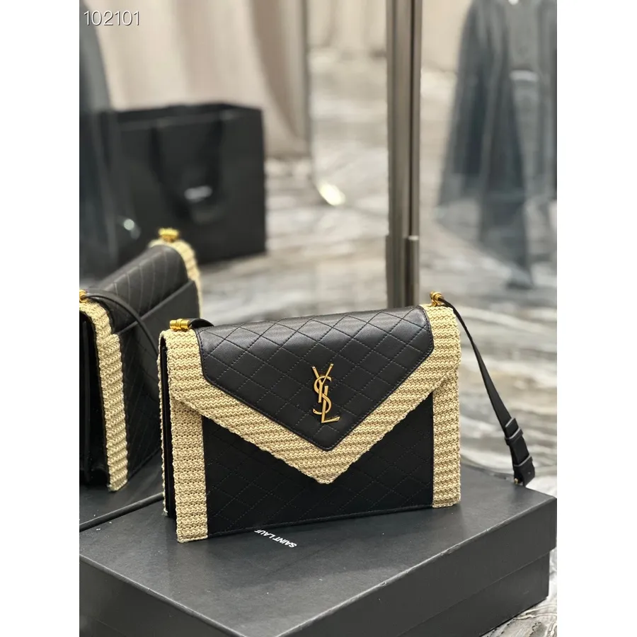 Borsa A Tracolla Ysl Saint Laurent Gaby 26cm 668863 Vimini/pelle Di Vitello Collezione Autunno/inverno 2022, Nero