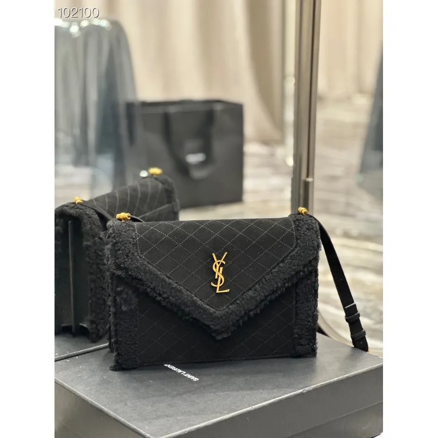 Borsa A Tracolla Ysl Saint Laurent Gaby 26cm 668863 Pelle Scamosciata/vitello Collezione Autunno/inverno 2022, Nero