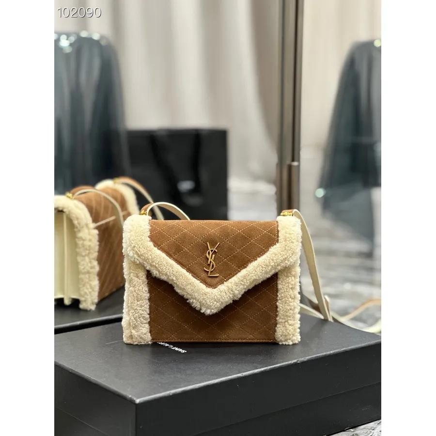 Borsa A Tracolla Ysl Saint Laurent Gaby Mini 20 Cm 685574 Pelle Scamosciata/vitello Collezione Autunno/inverno 2022, Marrone Chi