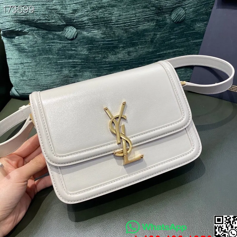 Ysl Saint Laurent Solferino τσάντα ώμου κουτί 20cm δέρμα μοσχαριού, λευκό