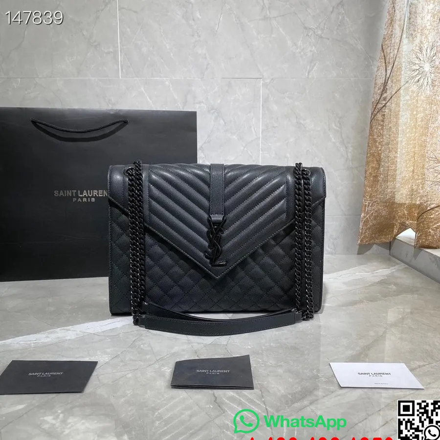 Borsa A Tracolla Saint Laurent Ysl Busta 31 Cm Dettagli Rodiati Pelle Di Vitello Martellata Collezione Autunno/inverno 2020, Ner