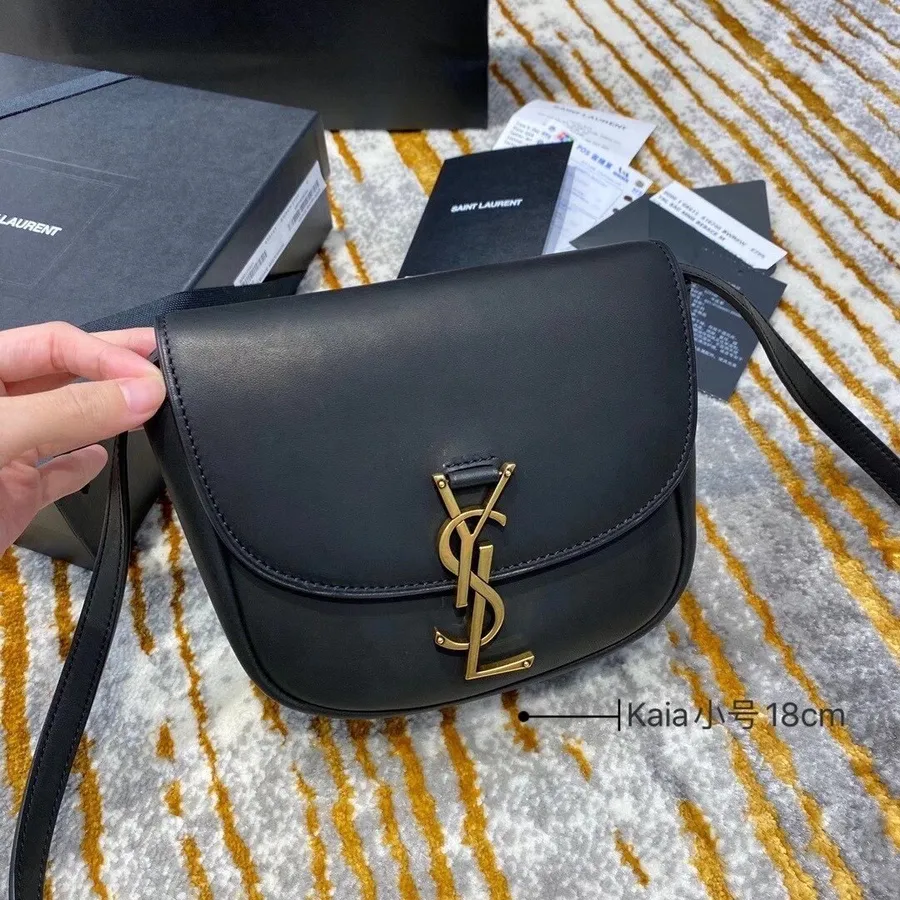 Saint Laurent Sac Bandoulière Ysl Kaia 18cm Cuir De Veau Grainé Collection Automne/hiver 2020, Noir