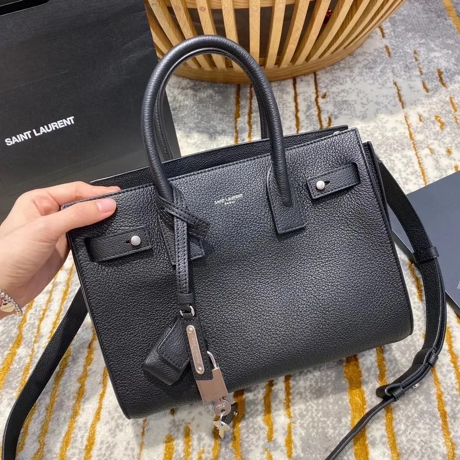 Borsa A Tracolla Saint Laurent Ysl Baby Sac Du Jour 26 Cm Pelle Di Vitello Grana Collezione Autunno/inverno 2020, Nero