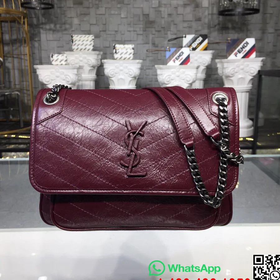 Saint Laurent Sac Ysl Niki 30cm Cuir De Veau Matériel Doré Collection Automne/hiver 2018, Bordeaux