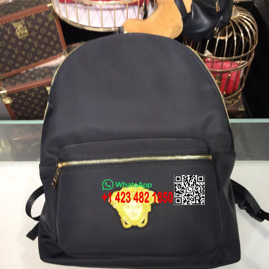 Medusa Mochila Mochila 30cm Pele De Bezerro Granulada Coleção Primavera/verão 2018, Preta