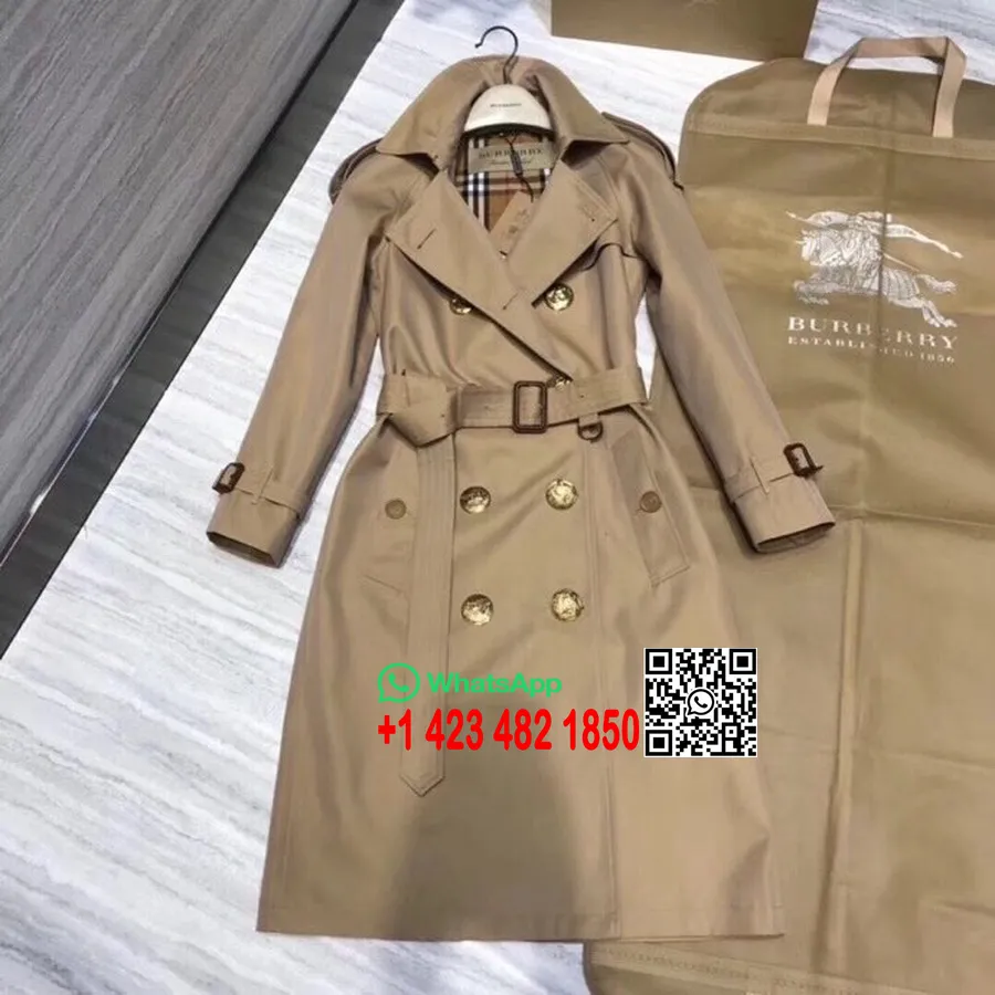 Burberry Trench Impermeabile In Gabardine Con Dettaglio Bottoni, Collezione Autunno/inverno 2020, Colore Marrone Naturale