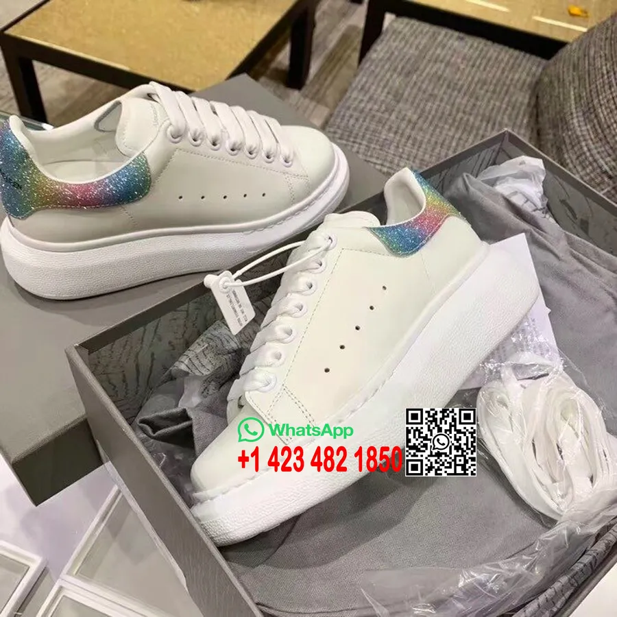 Alexander McQueen Oversized Platform-sneakers Met Glitterversiering Lente/zomercollectie 2019, Multi/wit