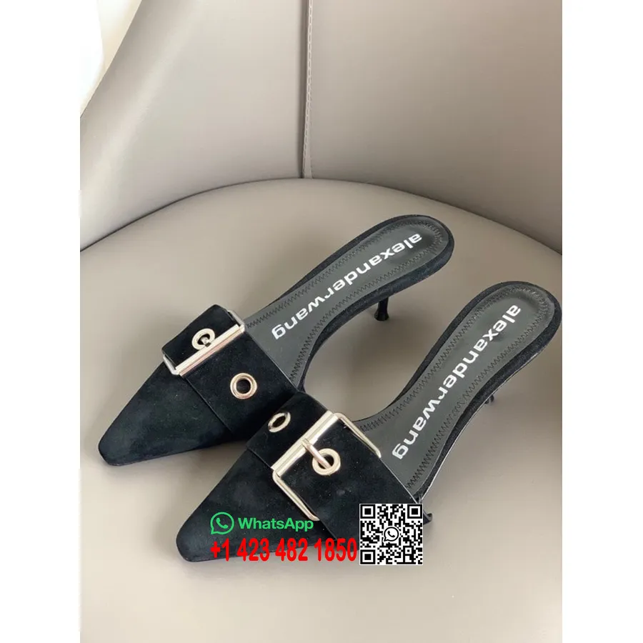 Alexander Wang Mules à Boucle Satin/cuir De Veau Collection Printemps/été 2020, Noir