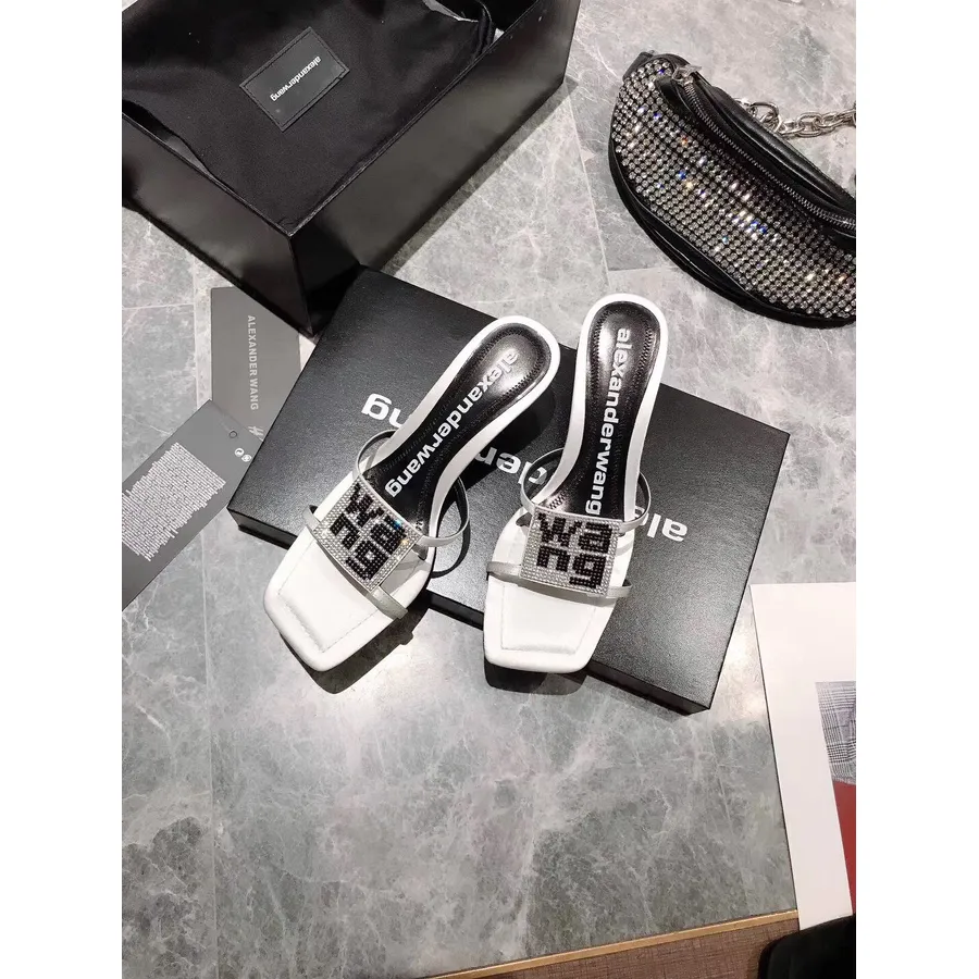 Alexander Wang Julie Sandalet 4.5cm Dana Derisi Ilkbahar/yaz 2020 Koleksiyonu, Beyaz