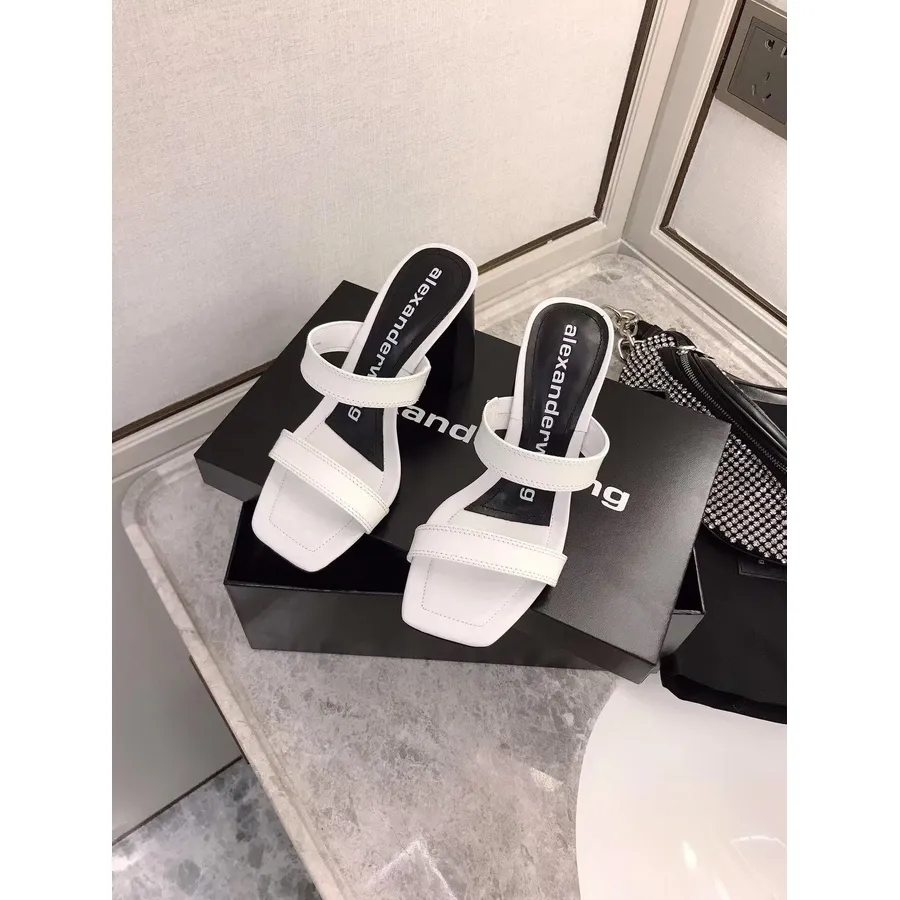 Alexander Wang Hayden Sandalen 9,5 Cm Kalbsleder Frühjahr/Sommer 2020 Kollektion, Weiß