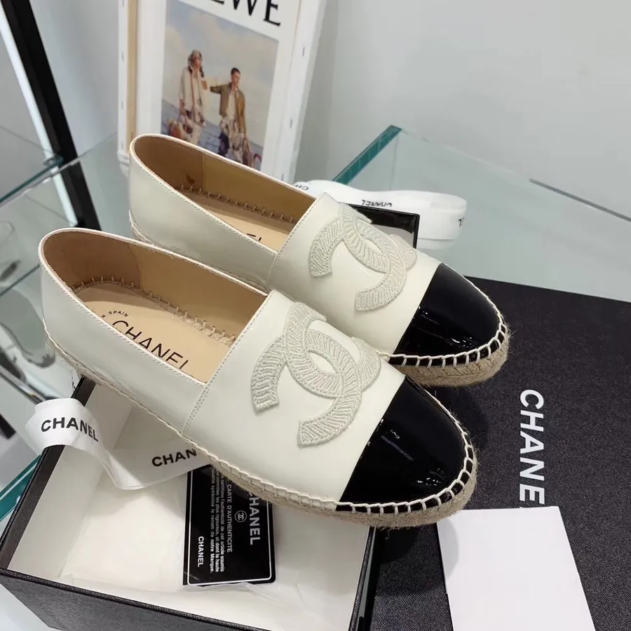 Chanel Espadrilles Lakovaná Teletina Kolekce Před Podzim/zima 2019, Bílá/černá