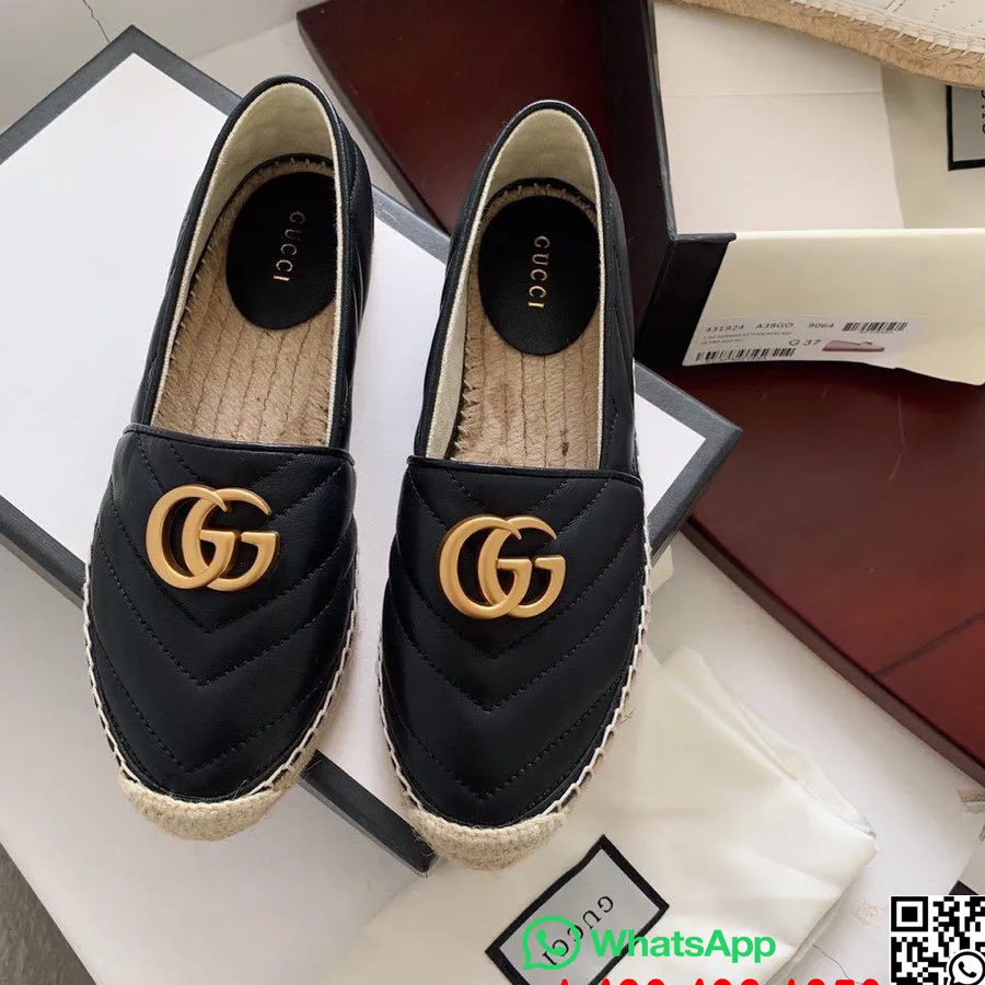 Gucci Marmont Espadrilles Teļa ādas 2020. gada Pavasara/vasaras Kolekcija, Melna