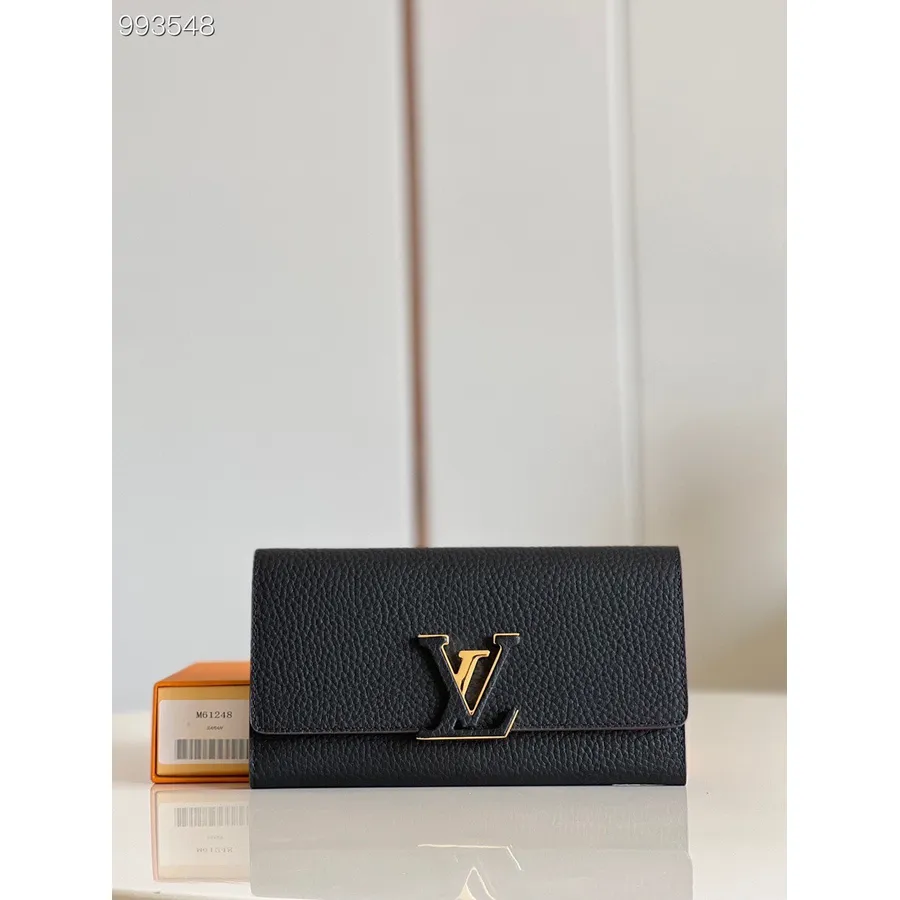 портфейл Louis Vuitton Capucines 20 см Taurillon кожена колекция пролет/лято 2022 M61248, черен