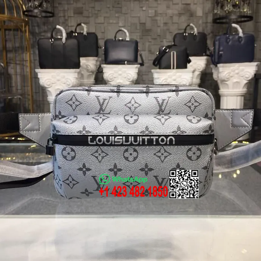 Louis Vuitton Pumbag чанта фани чанта Split Line Monogram Canvas Kim Jones колекция пролет/лято 2018 M43828 сиво